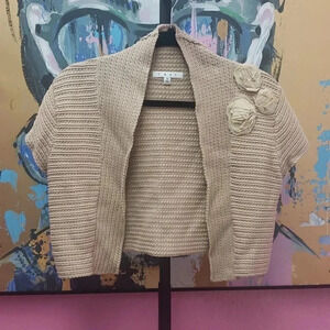 Cabi Tan Shrug with Rosette Detail Style 294